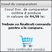 Afisarea continutului cosului de cumparaturi.